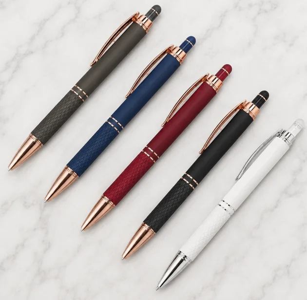 Diamond-grip stylus pens in grey, navy, burgundy, black and white