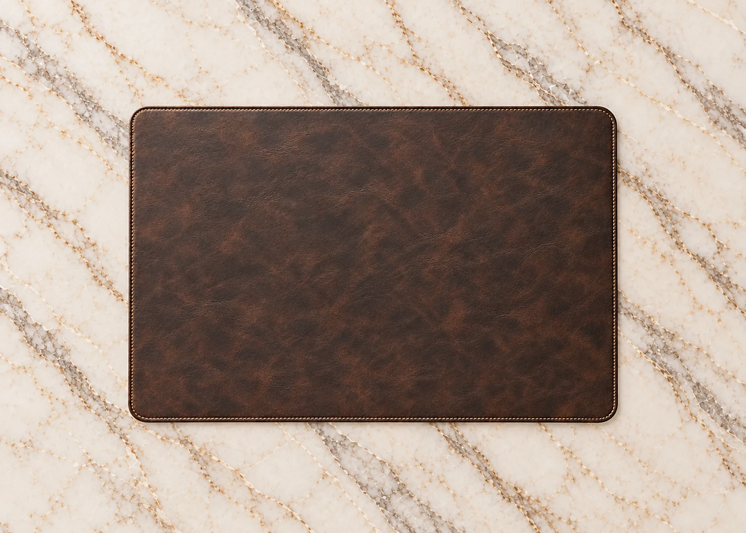 Executive leather-look desk pad with a logo for boardrooms